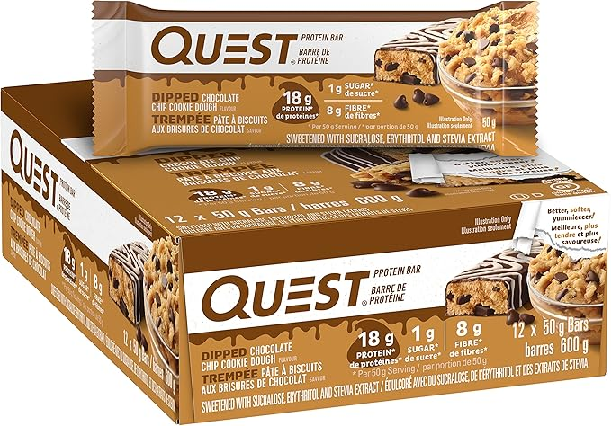 Quest Nutrition Dipped Chocolate Chip Cookie Dough 60G 12CT